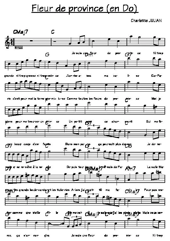 télécharger la partition d'accordéon Fleur de Province (Chant : Charlotte Julian) (Relevé) au format PDF