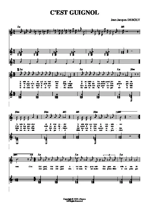 télécharger la partition d'accordéon C'est Guignol (Chant : Chantal Goya) (Relevé) au format PDF