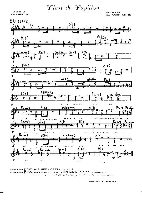 télécharger la partition d'accordéon Fleur de papillon (Chant : Annie Cordy) au format PDF