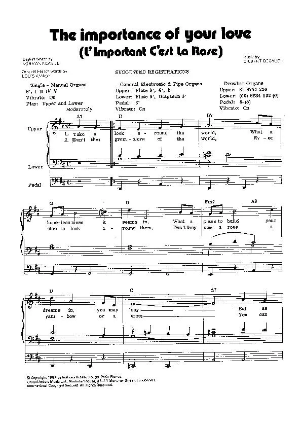 télécharger la partition d'accordéon The importance of your love (L'important c'est la rose) au format PDF