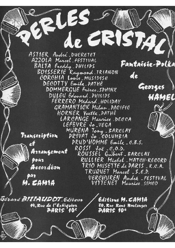 télécharger la partition d'accordéon Perles de cristal (Arrangement : Marcel Camia) (Fantaisie Polka) au format PDF