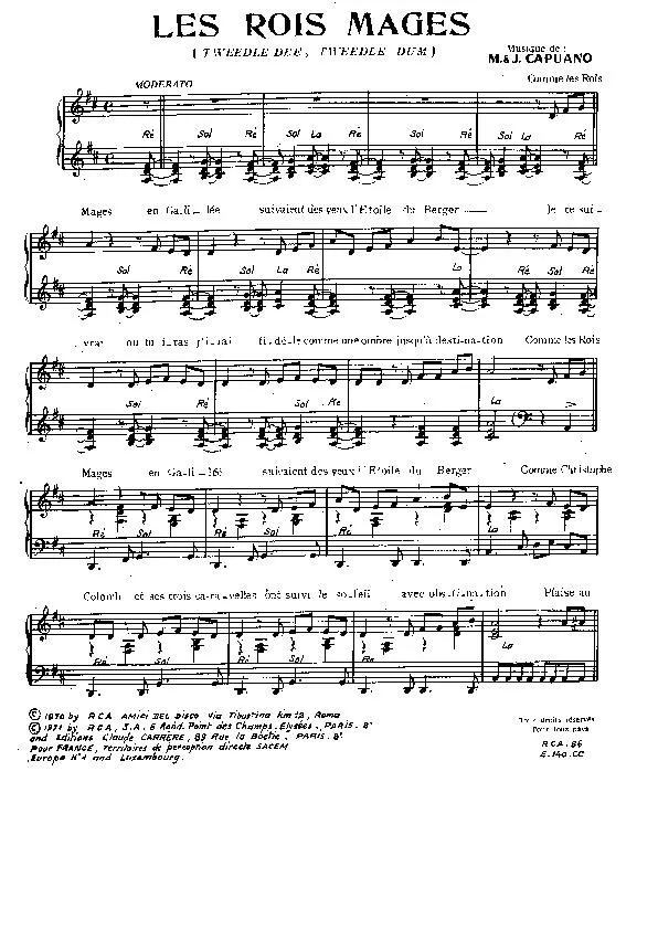 télécharger la partition d'accordéon Les rois mages (Tweedle dee Tweedle dum) (Chant : Sheila) au format PDF