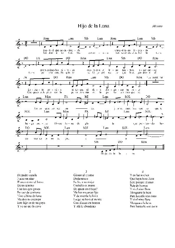 télécharger la partition d'accordéon Hijo de la luna (Chant : Mecano) au format PDF