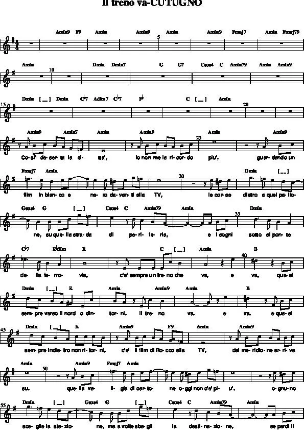 télécharger la partition d'accordéon Il treno va (Chant : Toto Cutugno) (Relevé) au format PDF