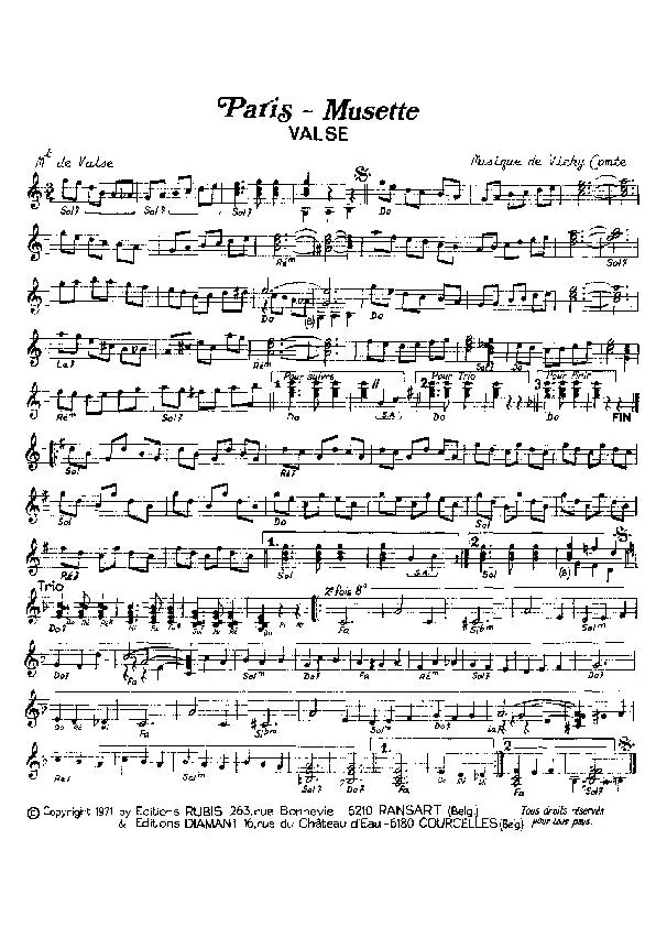 télécharger la partition d'accordéon Paris Musette (Valse) au format PDF