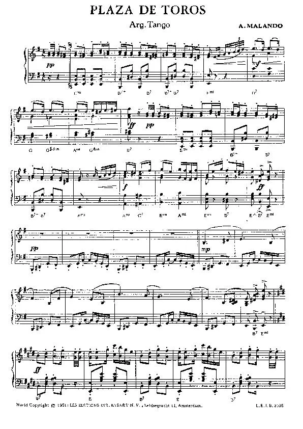 télécharger la partition d'accordéon Plaza de toros (Tango) au format PDF
