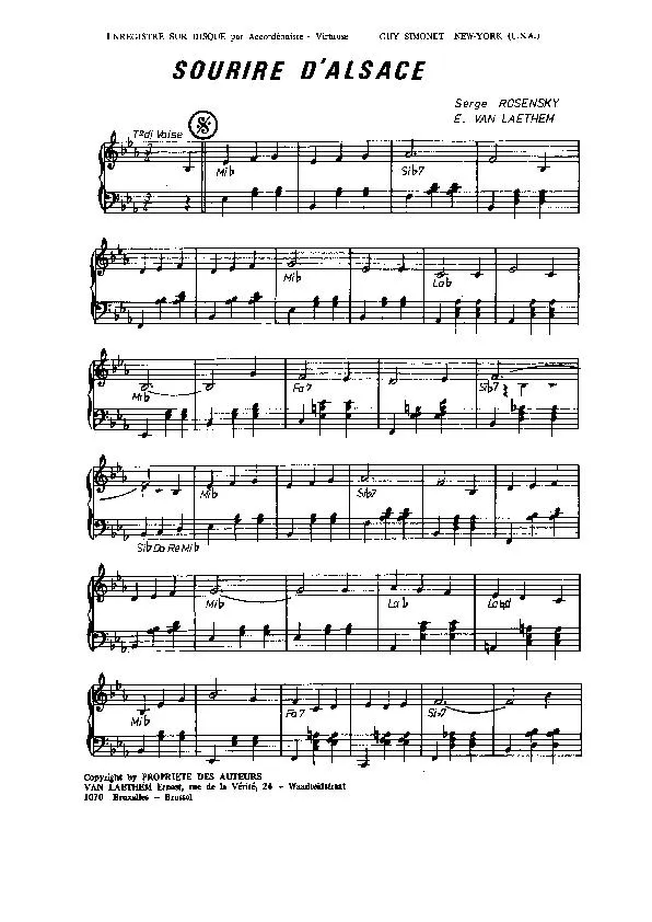 télécharger la partition d'accordéon Sourire d'Alsace (Valse) au format PDF