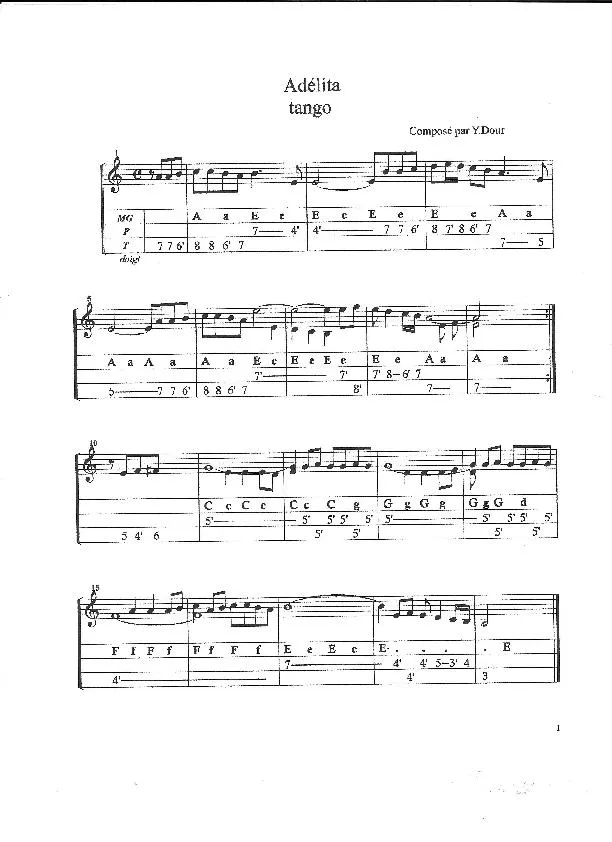 télécharger la partition d'accordéon Adélita (Tango) (Accordéon Diatonique) au format PDF