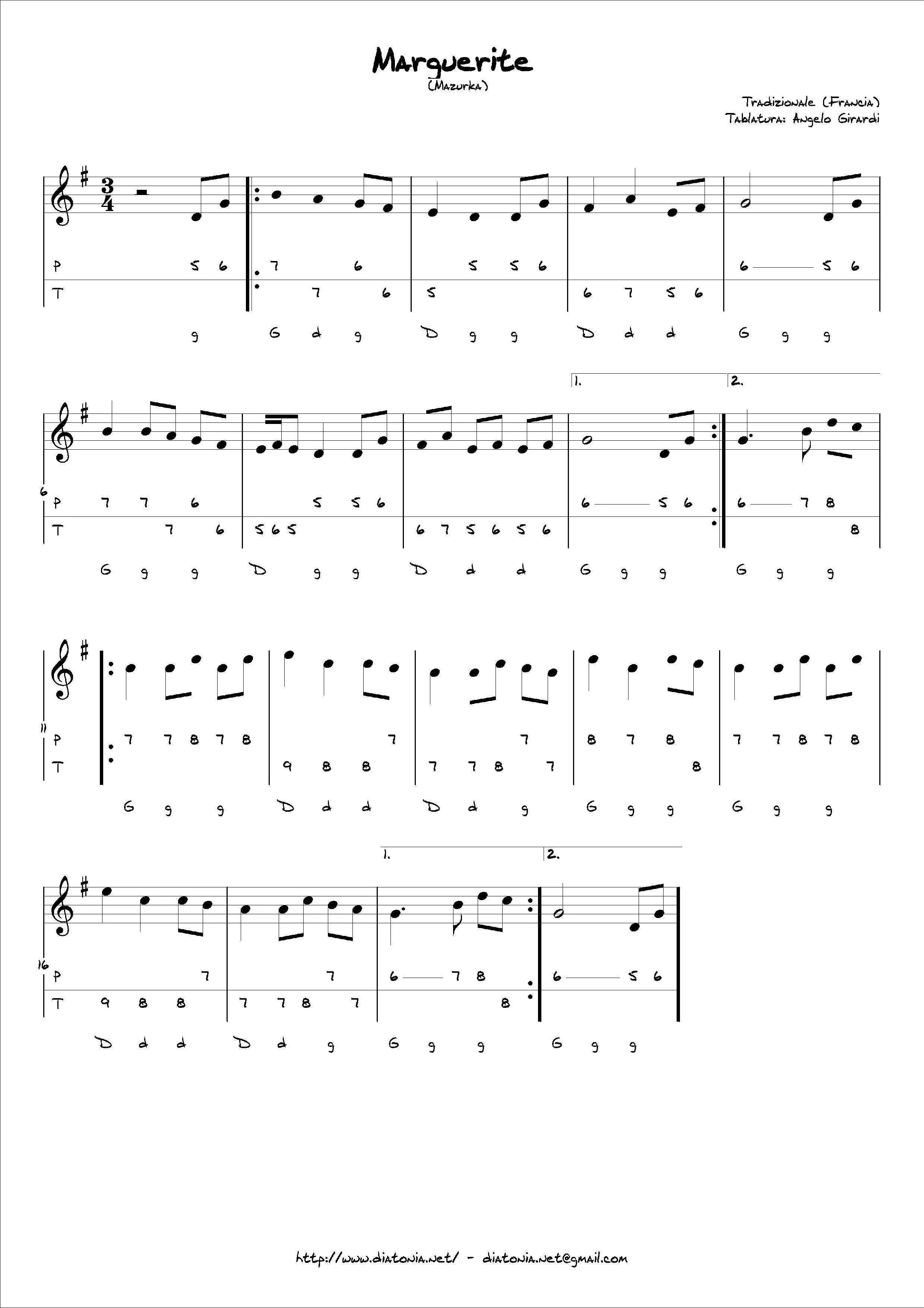 télécharger la partition d'accordéon Marguerite (Diatonique) au format PDF