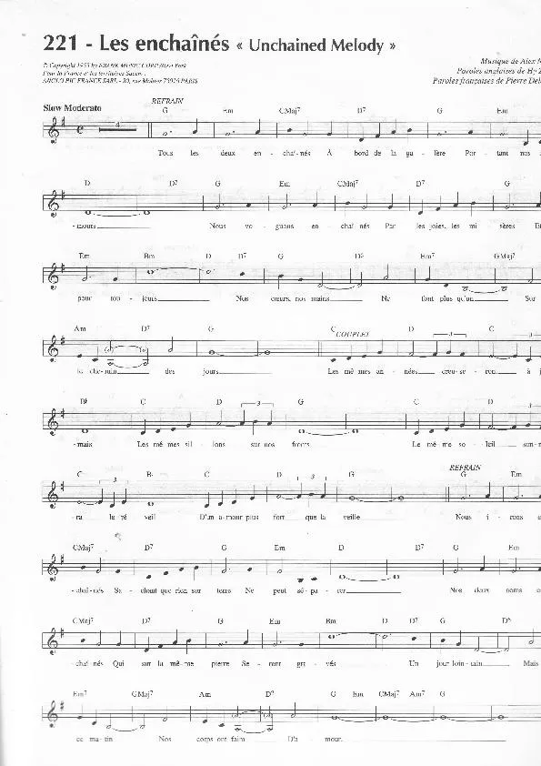 télécharger la partition d'accordéon Les enchaînés (Unchained Melody) (Slow) au format PDF