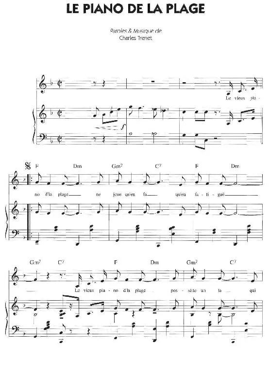 télécharger la partition d'accordéon Le piano de la plage au format PDF