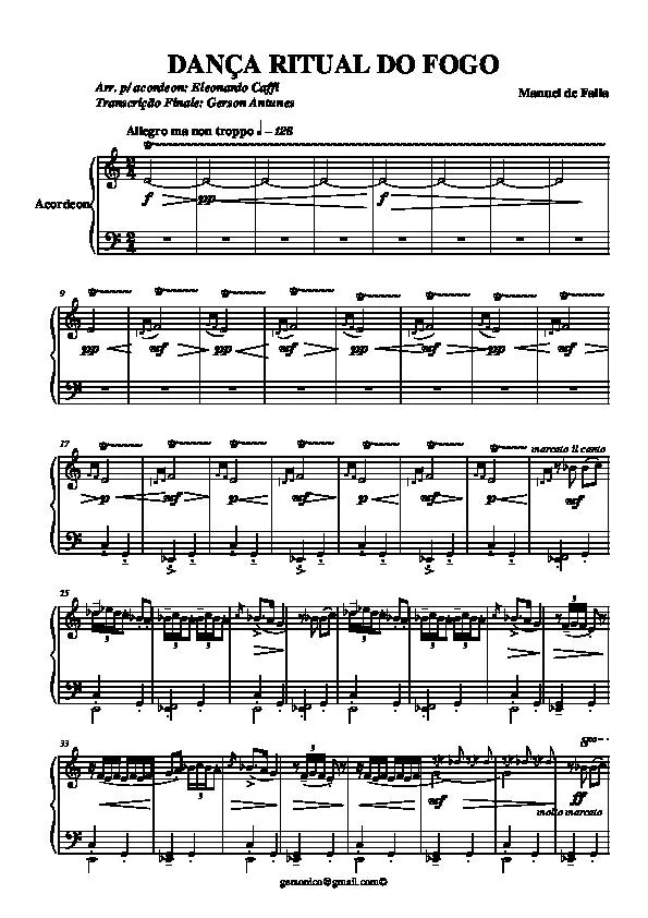 télécharger la partition d'accordéon Dança Ritual do Fogo au format PDF