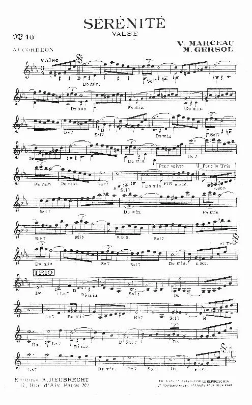 télécharger la partition d'accordéon Sérénité (Valse) au format PDF