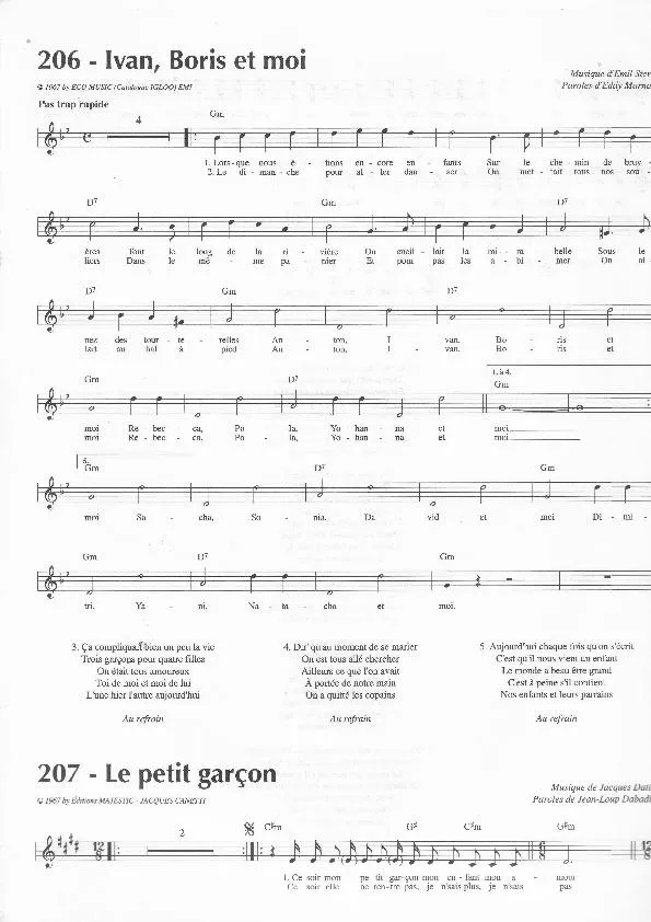 télécharger la partition d'accordéon Ivan Boris et Moi (Chant : Marie Laforêt) au format PDF