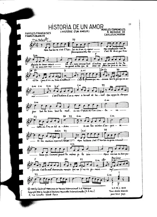 télécharger la partition d'accordéon Histoire d'un amour (Historia de un Amor) (Boléro) au format PDF