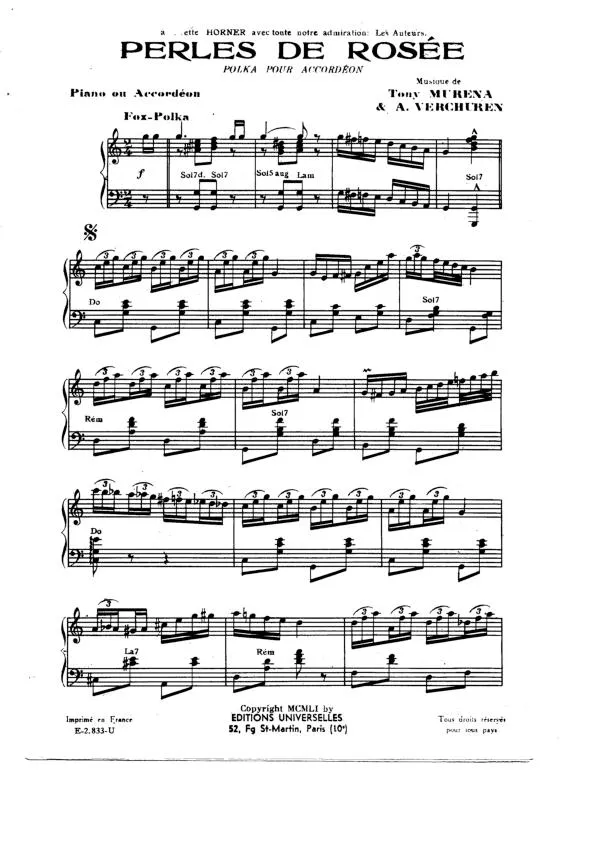 télécharger la partition d'accordéon Perles de rosée (Polka) au format PDF