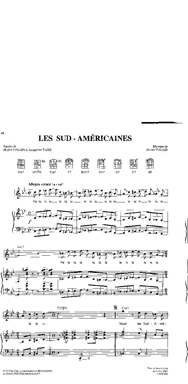 télécharger la partition d'accordéon Les Sud Américaines au format PDF