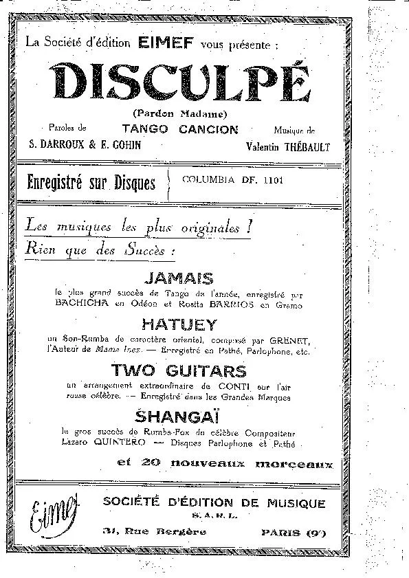 télécharger la partition d'accordéon Disculpé (Pardon Madame) (Tango) au format PDF