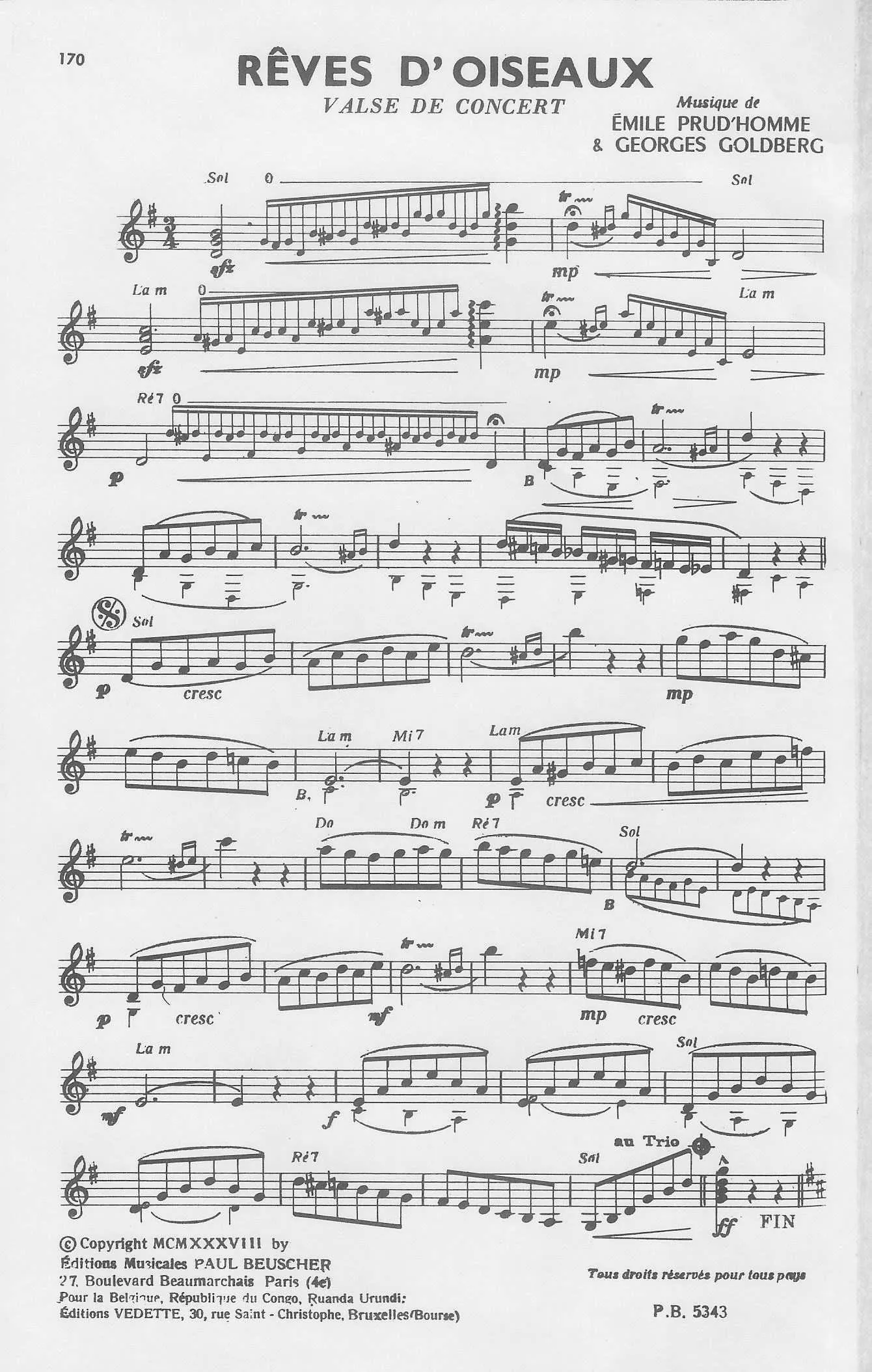télécharger la partition d'accordéon Rêves d'oiseaux (Valse de Concert) au format PDF