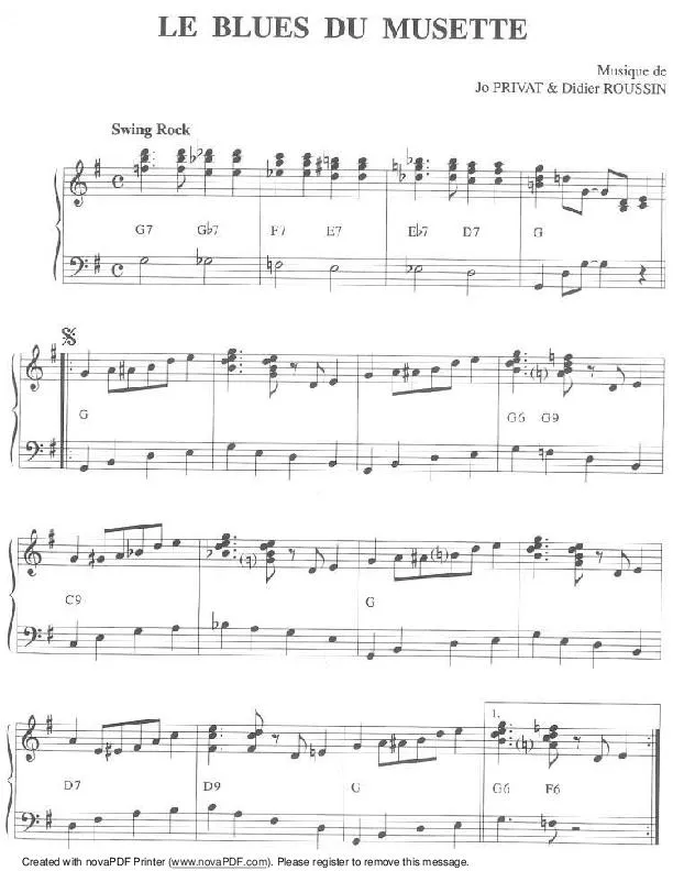 télécharger la partition d'accordéon Le blues du musette (Swing Rock) au format PDF