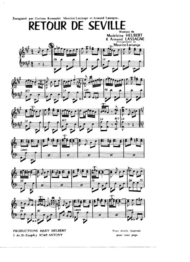 télécharger la partition d'accordéon Retour de Séville (Arrangement : Maurice Larcange) (Paso Doble) au format PDF
