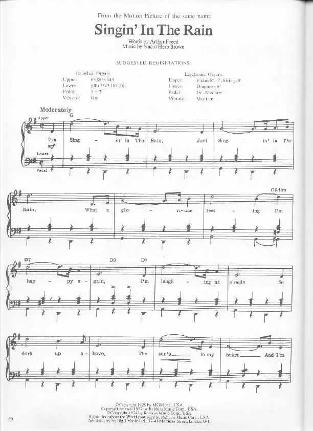 télécharger la partition d'accordéon Singing in the rain au format PDF
