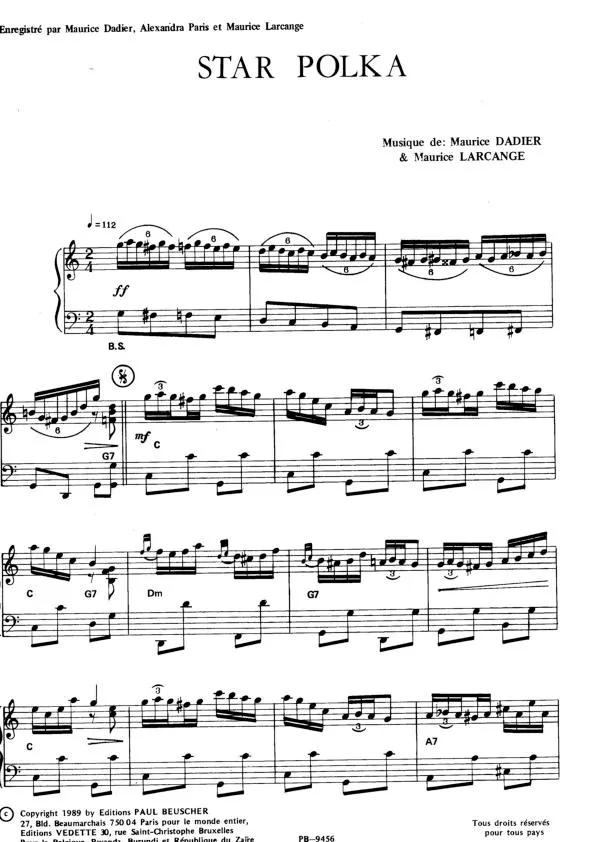 télécharger la partition d'accordéon Star Polka au format PDF