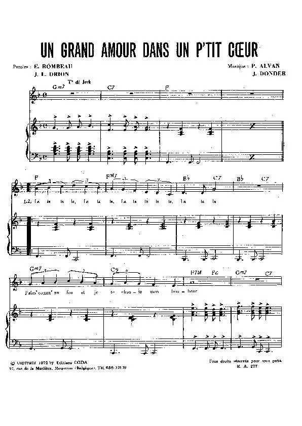 télécharger la partition d'accordéon Un grand amour dans un p'tit cœur (Crazy Horse) au format PDF