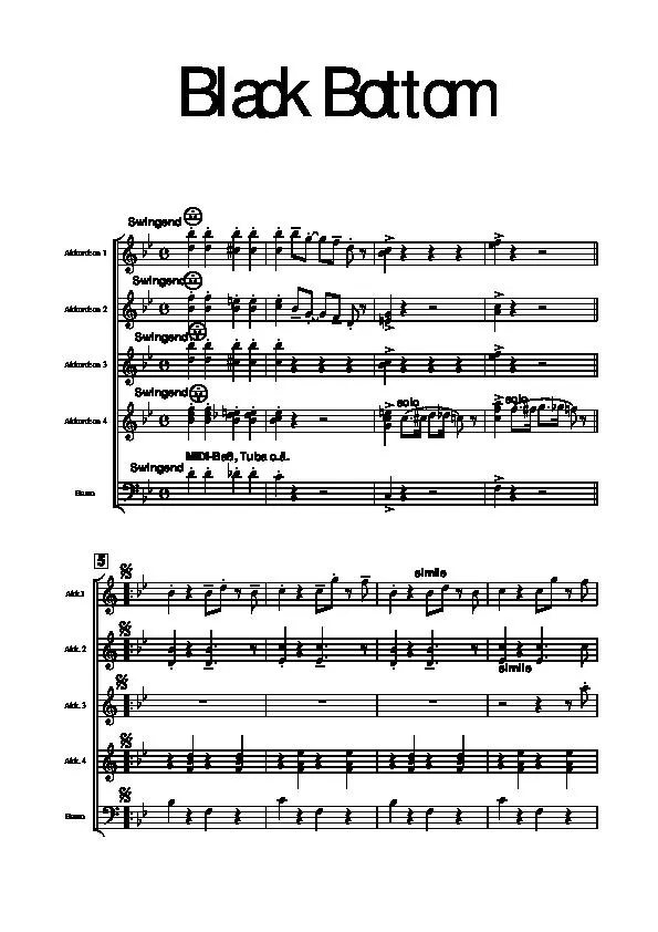 télécharger la partition d'accordéon Black Bottom (Quatuor d'Accordéons + Basse) (Swing) au format PDF