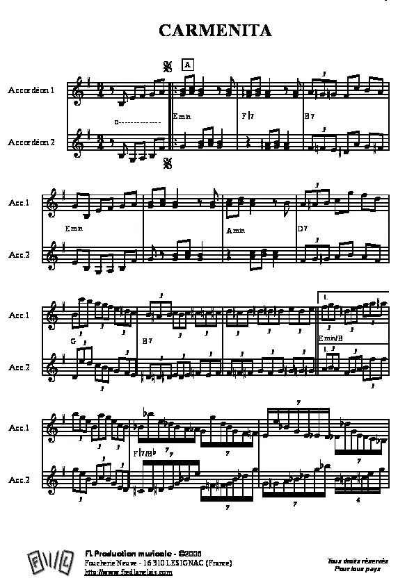 télécharger la partition d'accordéon Carmenita (Duo d'Accordéons) (Valse Swing) au format PDF