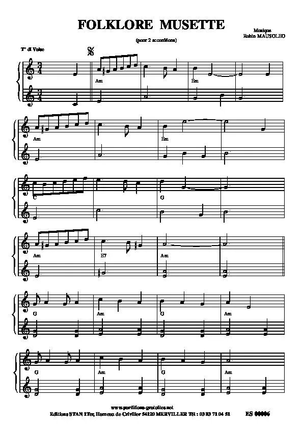 télécharger la partition d'accordéon Folklore Musette (2 accordéons) (Valse) au format PDF