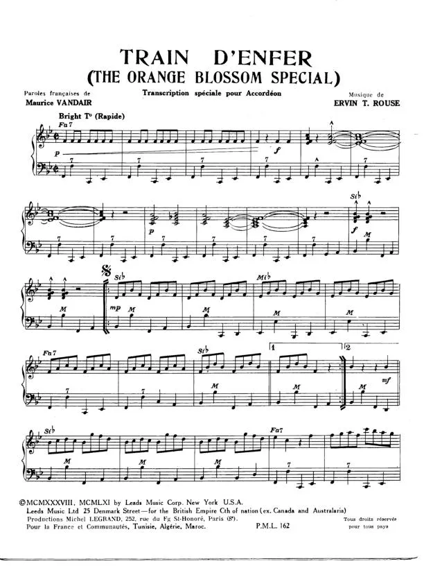télécharger la partition d'accordéon Train d'enfer (The orange blossom special) au format PDF