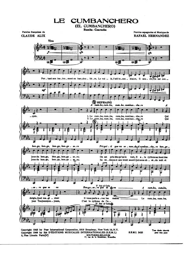 télécharger la partition d'accordéon Le Cumbanchero (El Cumbanchero) (Rumba Guaracha)  au format PDF