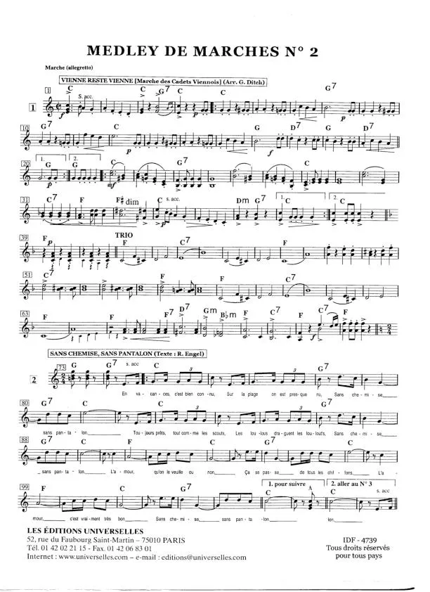 télécharger la partition d'accordéon Medley de marches n°2 au format PDF
