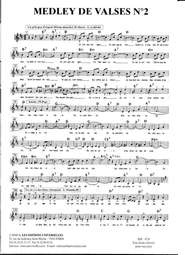 télécharger la partition d'accordéon Medley de valses : Les Enchaînés (n°2) au format PDF