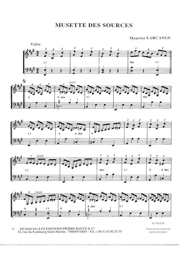 télécharger la partition d'accordéon Musette des sources (Valse) au format PDF