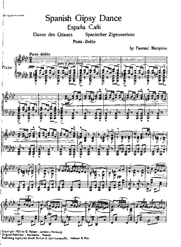 télécharger la partition d'accordéon Spanish Gipsy Dance (España Cañi) (Danse des Gitanes) (Spanischer Zigeunertanz) (Paso Doble) au format PDF
