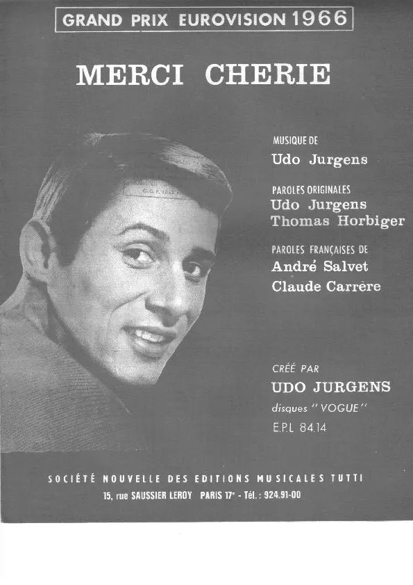 télécharger la partition d'accordéon Merci Chérie (Grand prix Eurovision 1966) (Slow) au format PDF