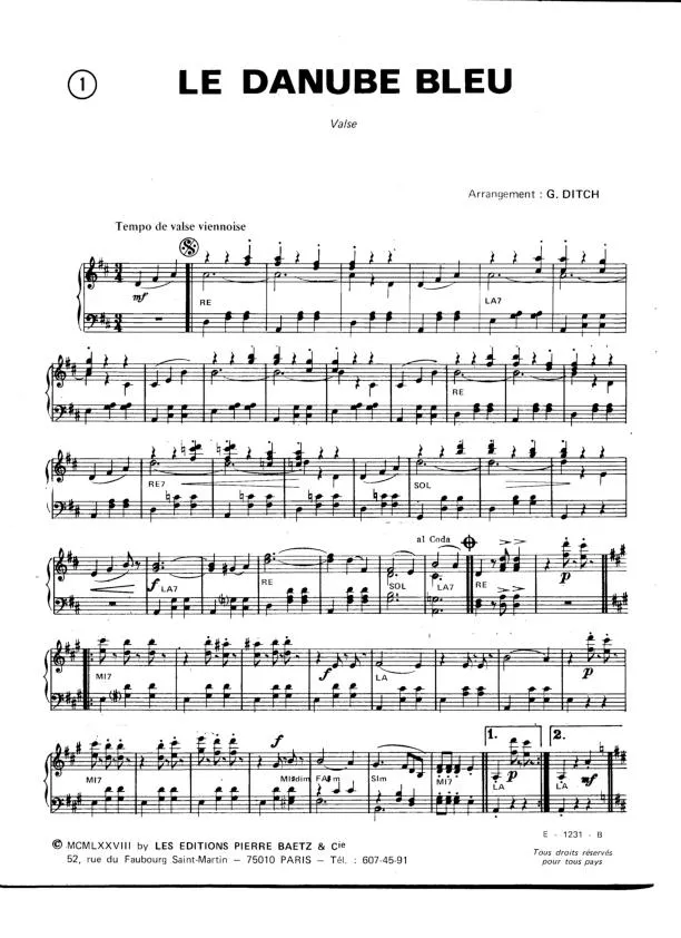 télécharger la partition d'accordéon Le Danube bleu (Valse Viennoise) au format PDF