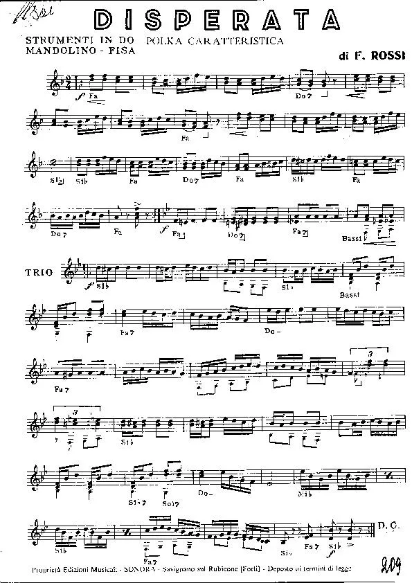 télécharger la partition d'accordéon Disperata (Polka) au format PDF