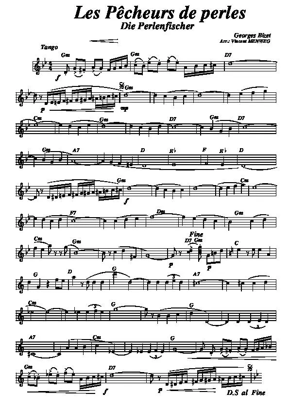télécharger la partition d'accordéon Les pêcheurs de perles (Die Perlenfischer) (Arrangement : Vincent Menweg) (Tango) au format PDF