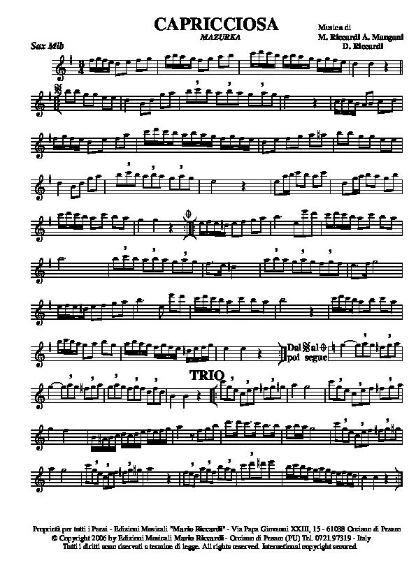 télécharger la partition d'accordéon Capricciosa (Mazurka) (Partie Saxophone) au format PDF