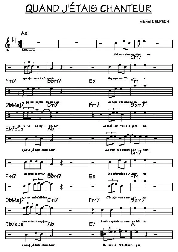 télécharger la partition d'accordéon Quand j'étais chanteur (Relevé) au format PDF