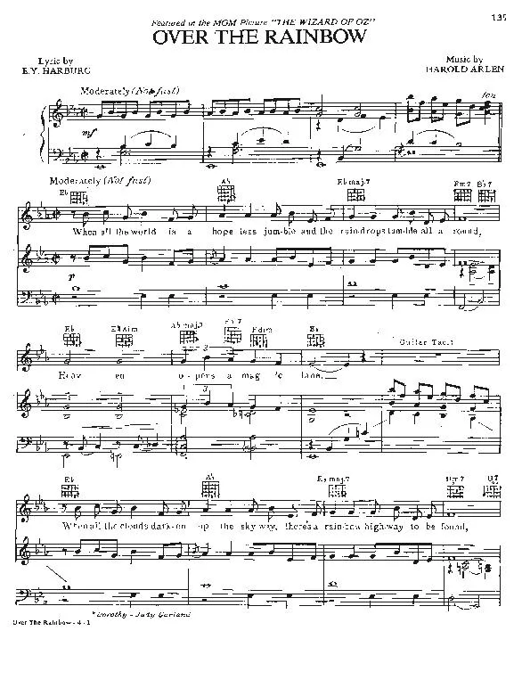télécharger la partition d'accordéon Over The Rainbow au format PDF