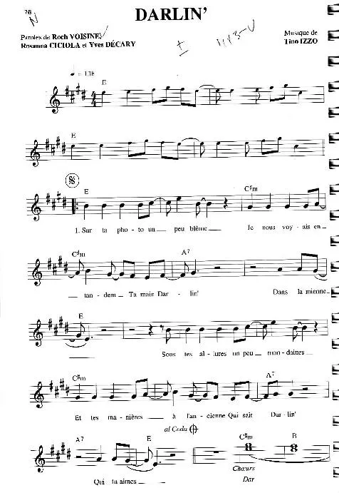télécharger la partition d'accordéon Darlin' au format PDF