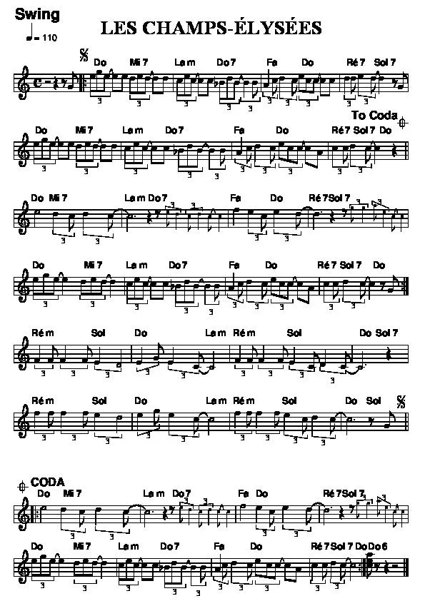 télécharger la partition d'accordéon Aux Champs Elysées (Chant : Joe Dassin) (Relevé) au format PDF