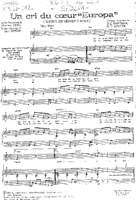 télécharger la partition d'accordéon Un cri du cœur : Europa (Earth's Cry Heaven's Smile) au format PDF
