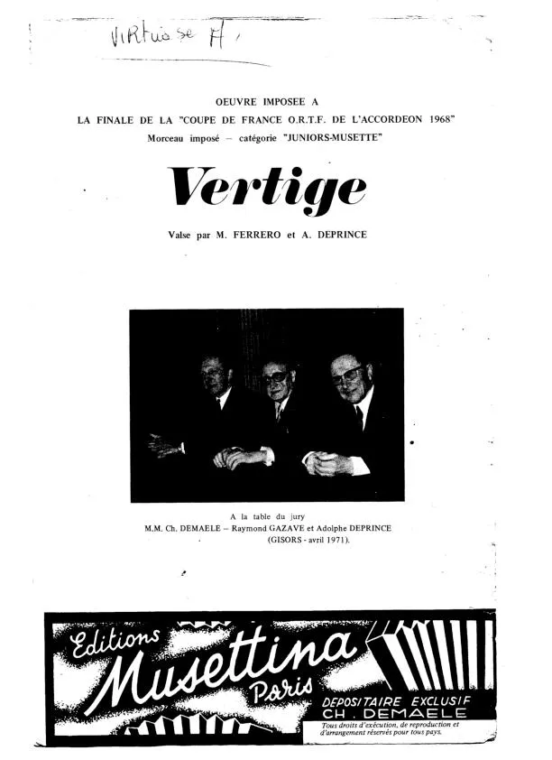 télécharger la partition d'accordéon Vertige (Valse) au format PDF