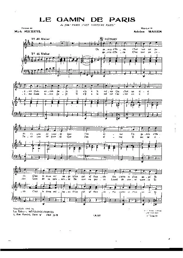 télécharger la partition d'accordéon Le gamin de Paris (Du Film : Paris C'est toujours Paris) (Valse) au format PDF