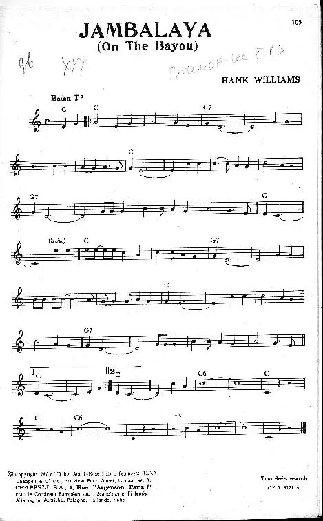 télécharger la partition d'accordéon Jambalaya (On the bayou) au format PDF